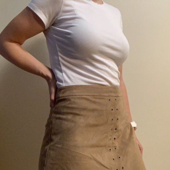Suede Tan A line Skirt - Picture 2 of 2